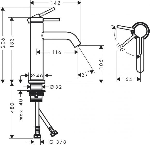 Hansgrohe Tecturis S 110 håndvaskarmatur m/CoolStart - Mat hvid Hansgrohe Tecturis S 110 håndvaskarmatur m/CoolStart - Mat hvid