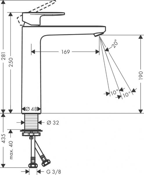 hansgrohe Vernis Blend h&aring;ndvaskarmatur 190 u/bundventil - Krom