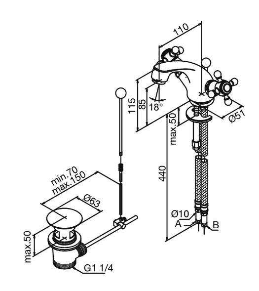 Damixa Tradition h&aring;ndvaskbatteri