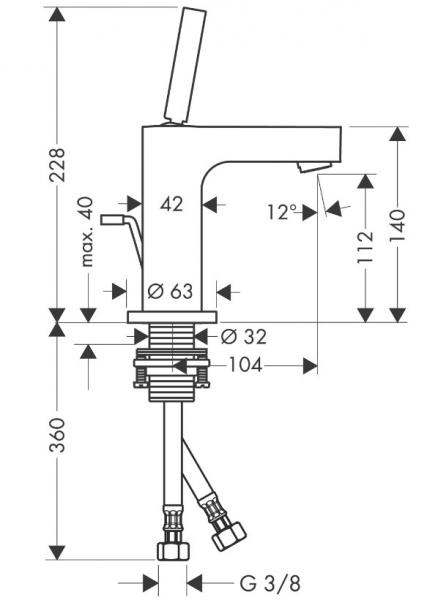 AXOR Citterio 110 h&aring;ndvaskarmatur m/bundventil