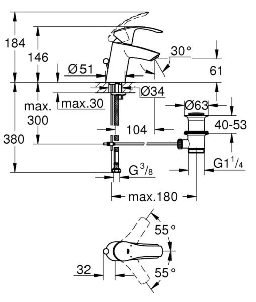 Grohe Eurosmart S h&aring;ndvaskarmatur - Krom