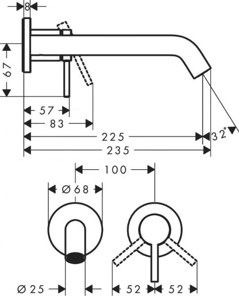 hansgrohe Tecturis S håndvaskarmatur t/indbygning m/EcoSmart+ - 225 - Krom hansgrohe Tecturis S håndvaskarmatur t/indbygning m/EcoSmart+ - 225 - Krom