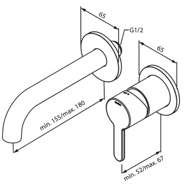 Damixa Silhouet armatur til indbygning i v&aelig;g - Krom