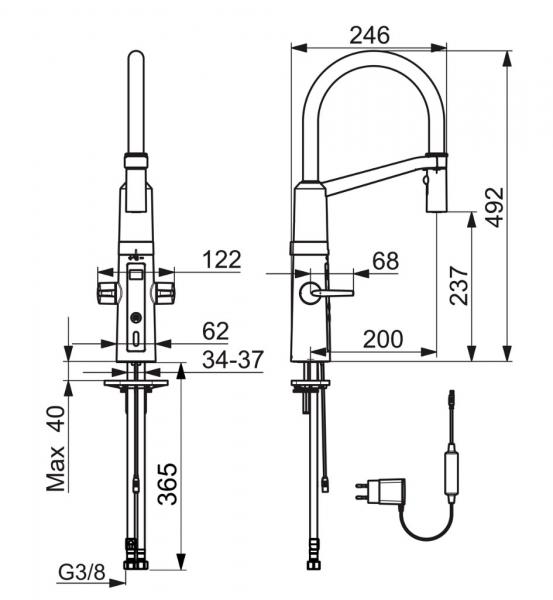 Oras Optima Semipro K&oslash;kkenarmatur m/ber&oslash;ringsfri funktion