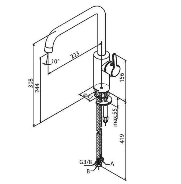 Damixa Silhouet k&oslash;kkenarmatur - B&oslash;rstet kobber