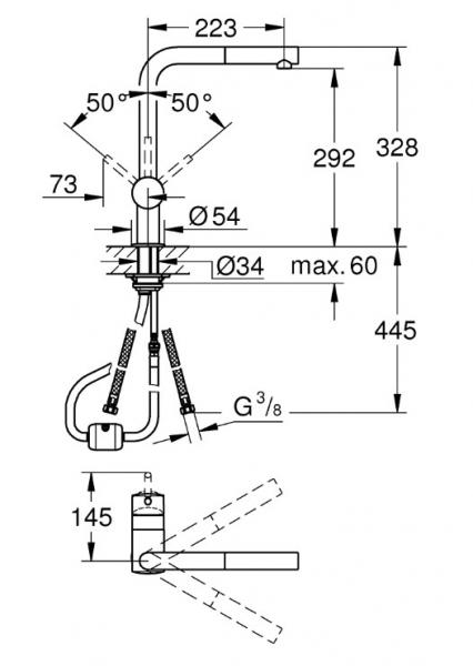 Grohe Minta køkkenarmatur m/udtræk og L-tud - Krom Grohe Minta køkkenarmatur m/udtræk og L-tud - Krom