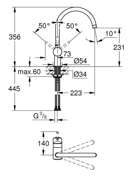 Grohe Minta køkkenarmatur m/svingtud - Mat sort Grohe Minta køkkenarmatur m/svingtud - Mat sort