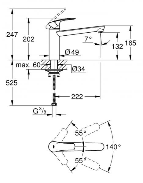 Grohe Eurosmart k&oslash;kkenarmatur m/svingtud