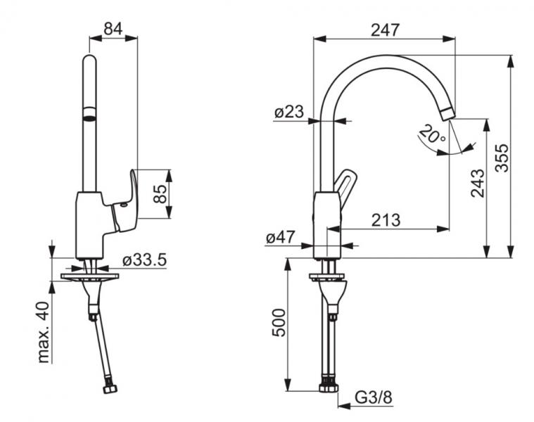 Oras Safira køkkenarmatur m/høj tud - Krom Oras Safira køkkenarmatur m/høj tud - Krom