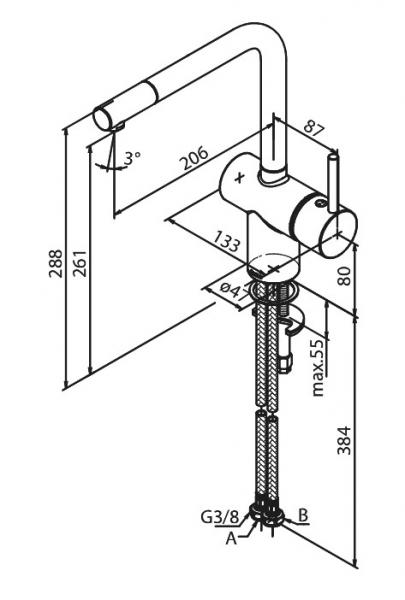 Damixa Osier k&oslash;kkenarmatur m/L-tud - Krom