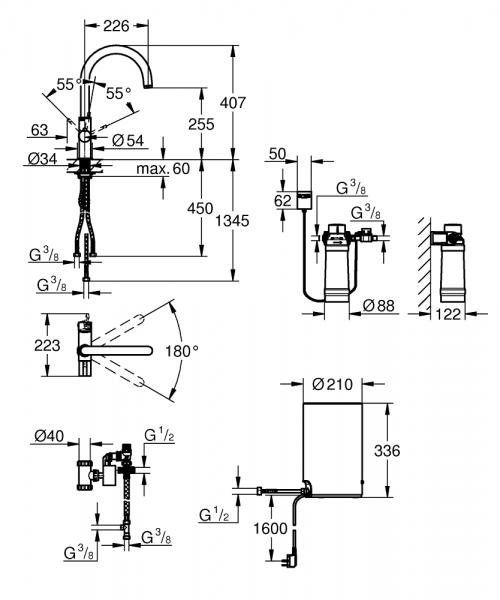 Grohe Red Duo II Nordic køkkenbatteri m/3L vandvarmer og C-tud - Krom Grohe Red Duo II Nordic køkkenbatteri m/3L vandvarmer og C-tud - Krom