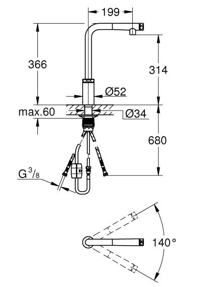 Grohe Minta SmartControl k&oslash;kkenarmatur m/udtr&aelig;k - Krom