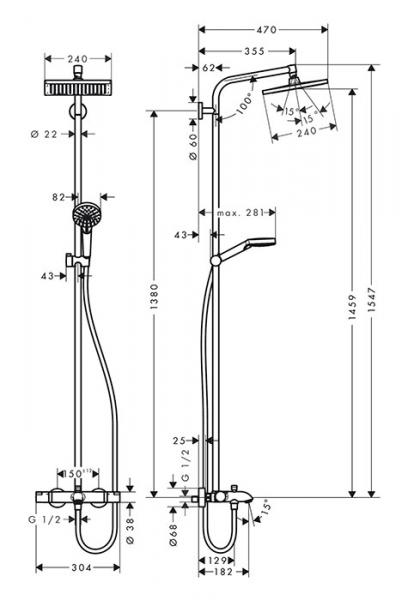 hansgrohe Crometta E 240 Showerpipe til badekar