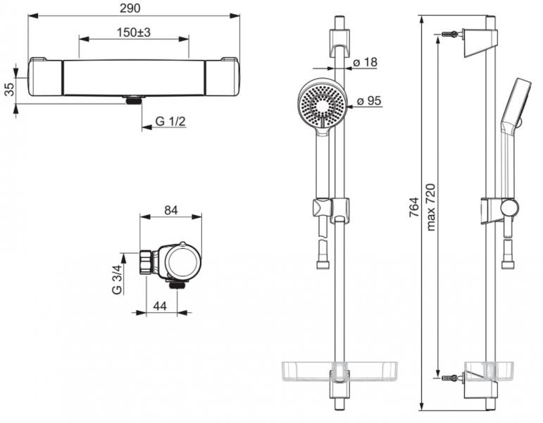 Oras Nova komplet bruses&aelig;t - Mat sort
