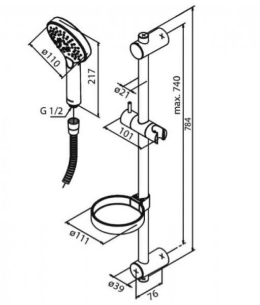 Damixa Silhouet Flex brusesæt - Steel Damixa Silhouet Flex brusesæt - Steel