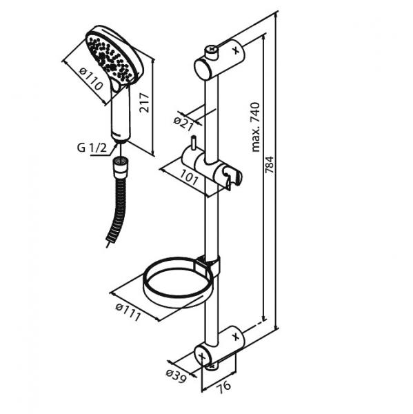 Damixa Silhouet Flex brusesæt - Krom Damixa Silhouet Flex brusesæt - Krom