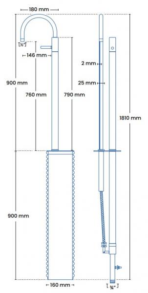 Frostline Duo H9 frostfri vandpost - Rustfrit st&aring;l