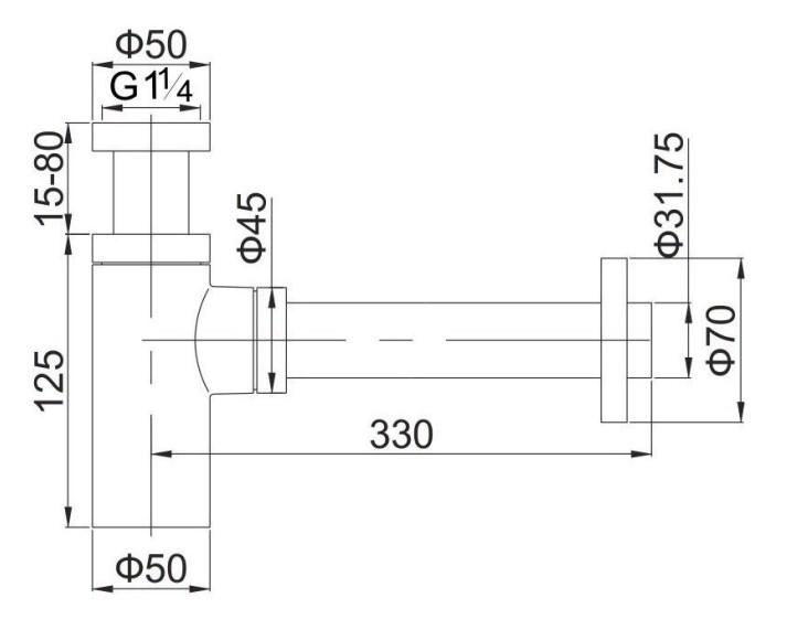 Lavabo Luna 1-1/4" vandl&aring;s t/v&aelig;gmontering - Krom