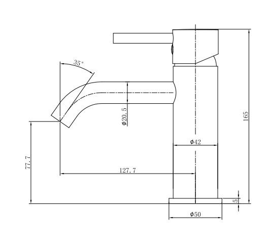 Nortiq Fordham h&aring;ndvaskarmatur u/bundventil - Mat sort