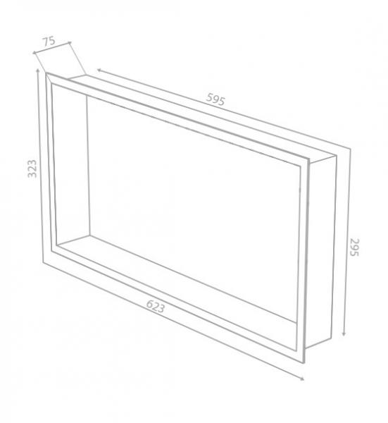 Damixa Zen badeværelseshylde til indbygning - Rektangulær - Steel Damixa Zen badeværelseshylde til indbygning - Rektangulær - Steel