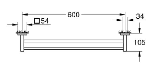 Grohe Start Cube dobbelt h&aring;ndkl&aelig;destang - 600 mm - Krom