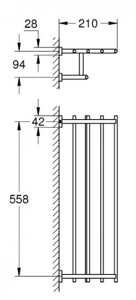 Grohe Essentials Cube håndklædestang m/hylde - Krom Grohe Essentials Cube håndklædestang m/hylde - Krom