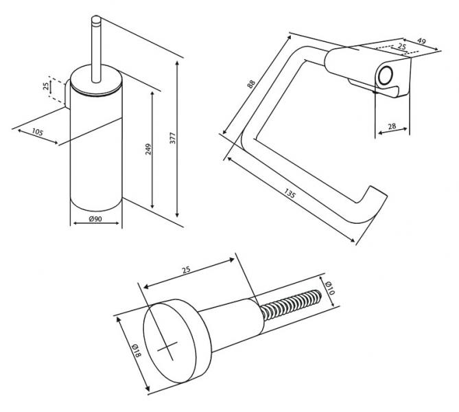 Damixa Zen tilbeh&oslash;rspakke til badev&aelig;relset - Steel