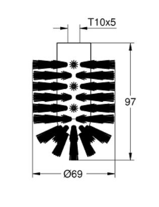 Grohe Start l&oslash;st b&oslash;rstehoved til toiletb&oslash;rste - Sort