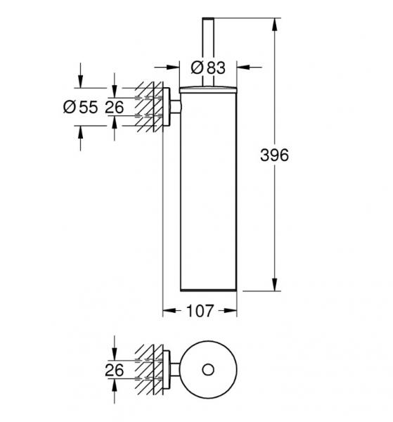 Grohe Essentials toiletb&oslash;rste i metalholder - Krom