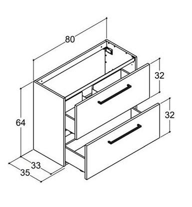 Dansani Mido+ 80 MINI møbelpakke m/Amber vask og 2 skuffer - Varm eg Dansani Mido+ 80 MINI møbelpakke m/Amber vask og 2 skuffer - Varm eg