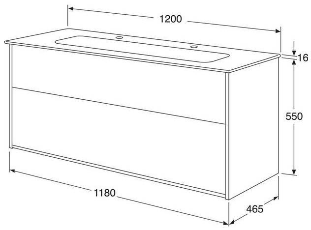 Gustavsberg Artic 120 m&oslash;bels&aelig;t m/sort dobbeltvask - Hvid