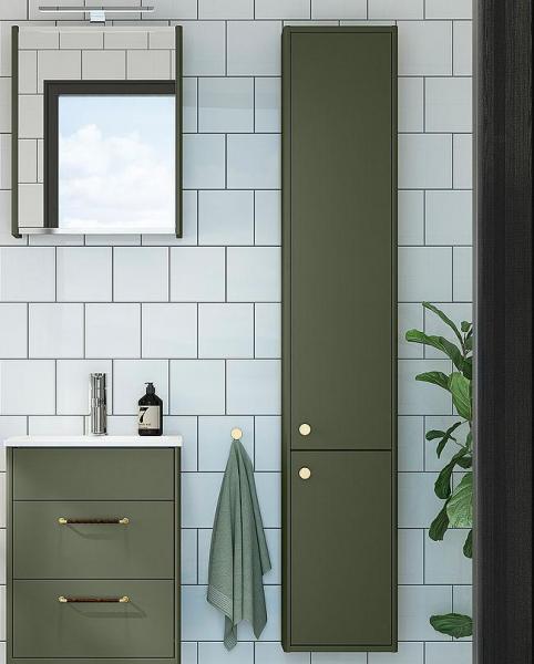 Gustavsberg Graphic h&oslash;jskab - Lille dybde - Gr&oslash;n mat