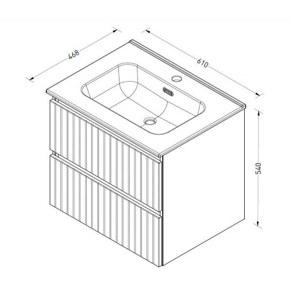 Sanibell Proline 60 m&oslash;bels&aelig;t m/lameller og 2 skuffer - Urban eg