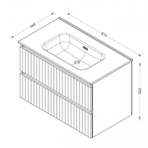 Sanibell Proline 80 møbelsæt m/lameller og 2 skuffer - Uden hanehul - Urban eg Sanibell Proline 80 møbelsæt m/lameller og 2 skuffer - Uden hanehul - Urban eg