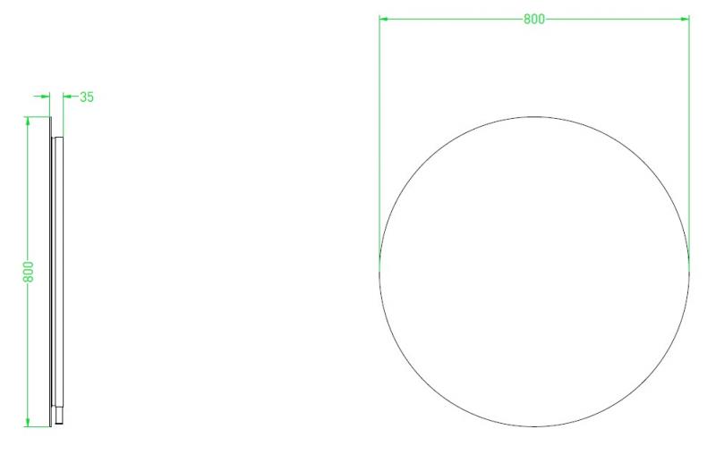 Sanibell Ink SP25 rundt spejl m/alu ramme, backlight, varme og sensor &Oslash;80