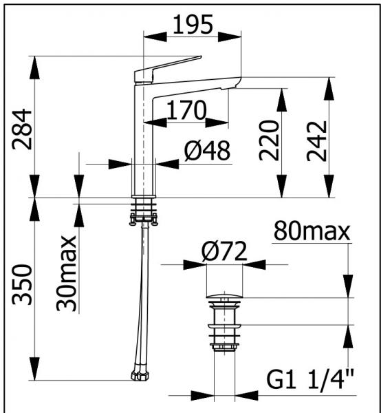 Cass&oslash;e Sleek h&aring;ndvaskarmatur t/bowlevask - Poleret messing