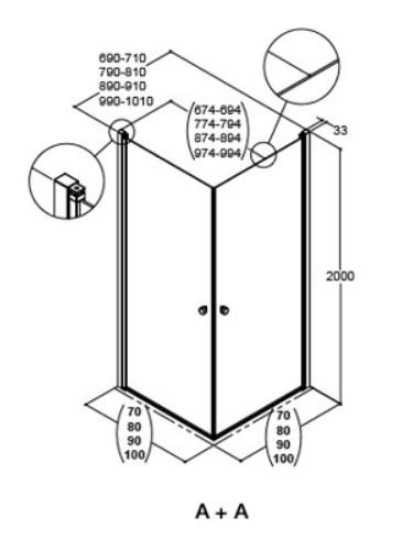 Dansani Match A+A brusehjørne - 80x80 cm - Klar glas/matkrom Dansani Match A+A brusehjørne - 80x80 cm - Klar glas/matkrom