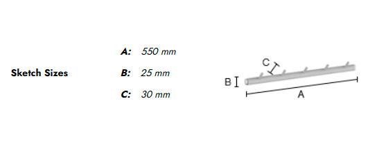 Beslagsboden vandret knagerække m/5 knager - Træ/mat grå Beslagsboden vandret knagerække m/5 knager - Træ/mat grå