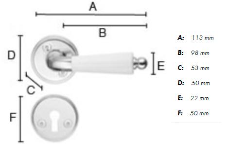 Beslagsboden vintage indend&oslash;rs d&oslash;rgreb inkl n&oslash;gleskilt - Poleret messing/sort