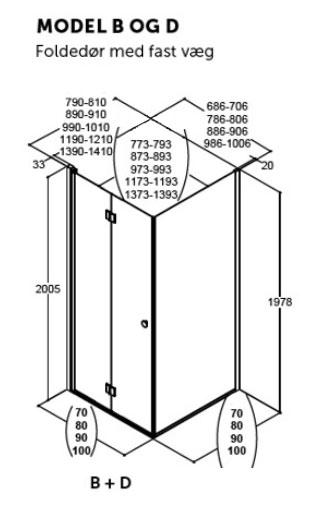 Dansani Match B+D 80x80 brusehjørne - Tonet glas/mat sort Dansani Match B+D 80x80 brusehjørne - Tonet glas/mat sort
