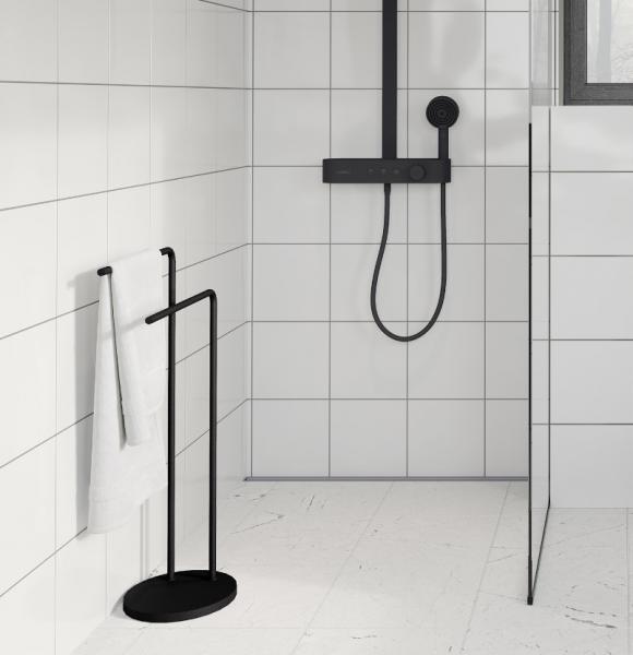 Beslagsboden dobbelt h&aring;ndkl&aelig;destang t/gulv - Mat sort