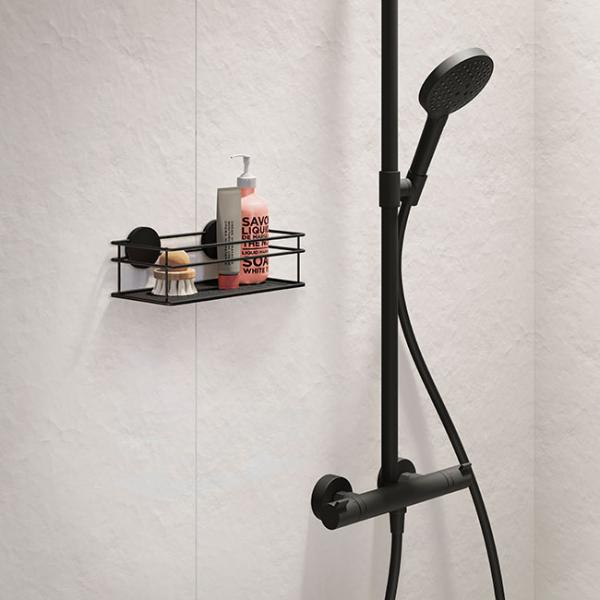 Beslagsboden enkel brusekurv, selvklæbende - Mat sort Beslagsboden enkel brusekurv, selvklæbende - Mat sort