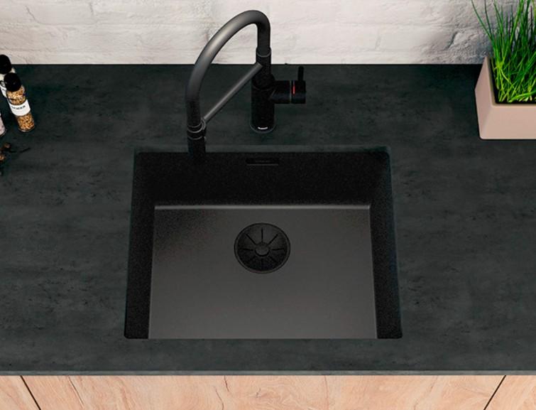 Blanco InFino strainer og firkantet overløbsskilt - Matsort Blanco InFino strainer og firkantet overløbsskilt - Matsort