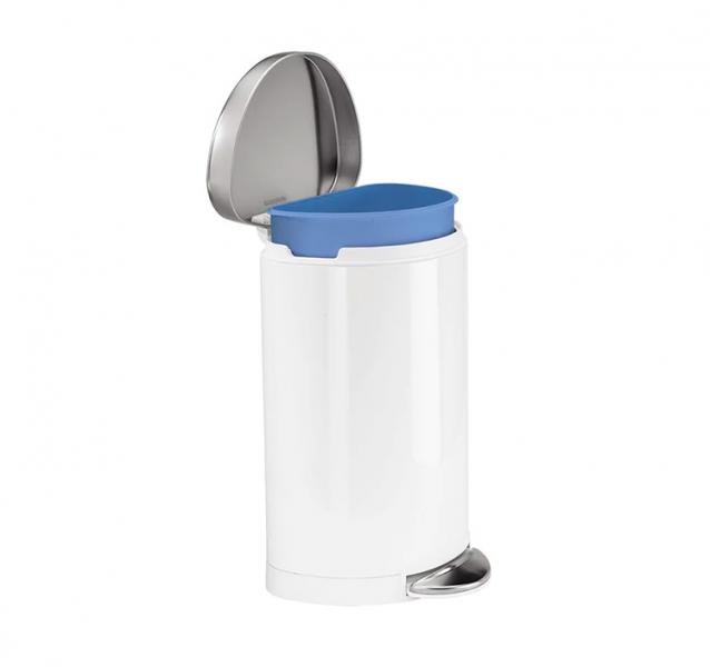 Simplehuman halvrund toiletspand 10L - Hvid/stål Simplehuman halvrund toiletspand 10L - Hvid/stål