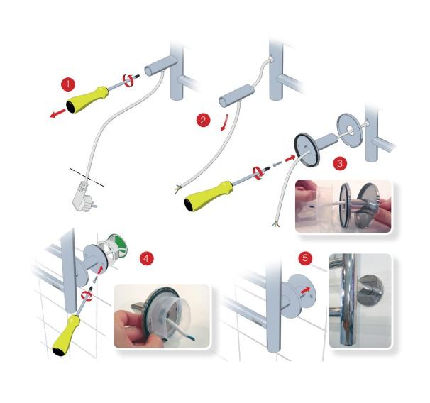 Smedbo Dry Monterings s&aelig;t for skjult el-tilslutning - Poleret rustfrit st&aring;l