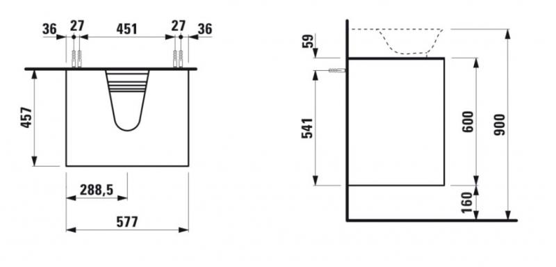 Laufen New Classic 50 h&aring;ndvask t/v&aelig;g eller m&oslash;bel - 1 hanehul
