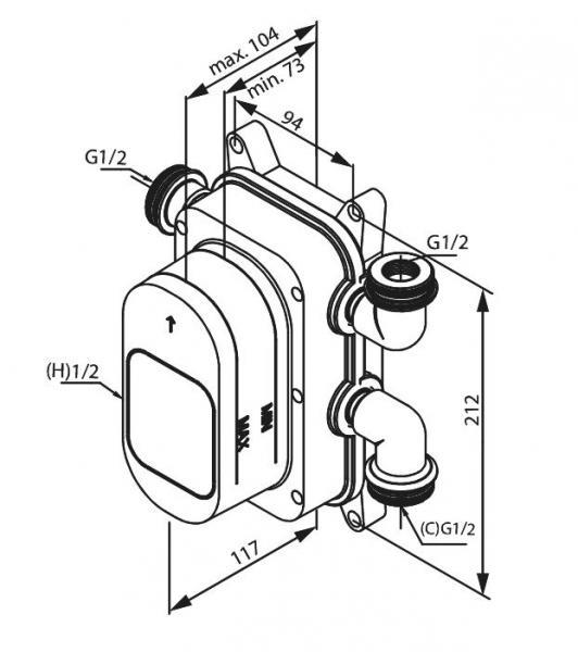 Damixa Silhouet komplet brusesystem til indbygning/loft - B&oslash;rstet grafitgr&aring;