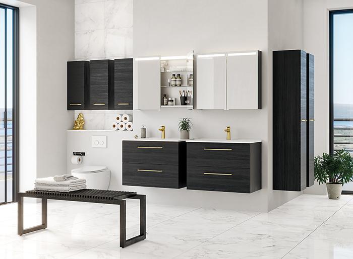 Dansani Mido+ 80 møbelsæt m/Amber møbelvask - Sort struktur Dansani Mido+ 80 møbelsæt m/Amber møbelvask - Sort struktur