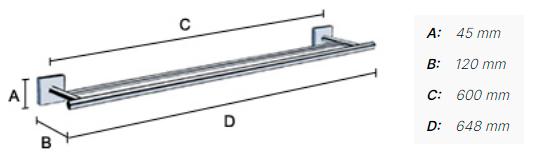 Smedbo House dobbelt h&aring;ndkl&aelig;destang - Krom