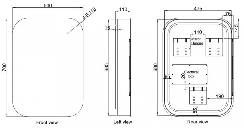Cass&oslash;e Shape spejlskab 50 m/backlight - Alu